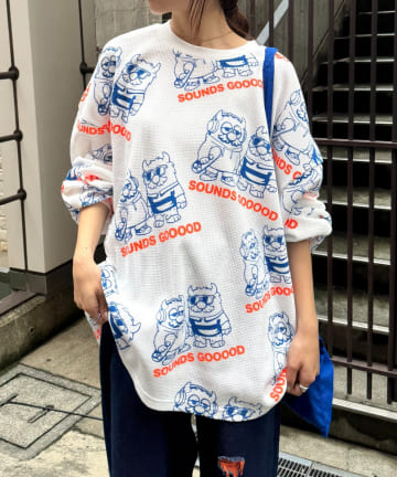 CIAOPANIC TYPY(チャオパニックティピー) 【SOUNDS GOOOOD】モンスター総柄ワッフルプリントロンTEE