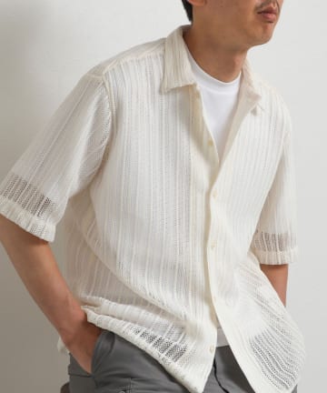 NOLLEY'S(ノーリーズ) レースワンナップカラー 半袖ニットシャツ 26SS