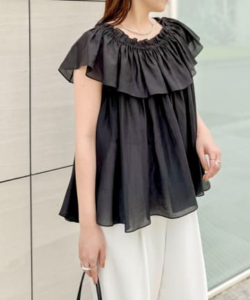 NOLLEY'S(ノーリーズ) 《セットアップ対応》【BEC】ウォッシャブルシアーローンオフショルブラウス