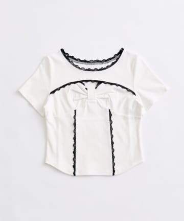 OLIVE des OLIVE(オリーブ デ オリーブ) デコルテ開きリボントップス