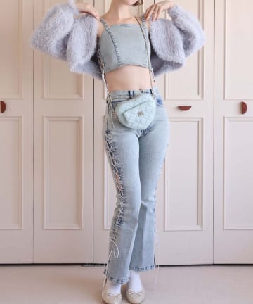 NICE CLAUP / OLIVE des OLIVE OUTLET(ナイスクラップ  / オリーブ デ オリーブ アウトレット) 【Seemi】サイドレースアップビスチェ