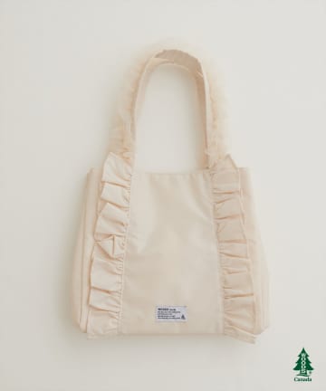 natural couture(ナチュラルクチュール) 【WOODS × natural couture】ショルダー付きフリルトートバッグ