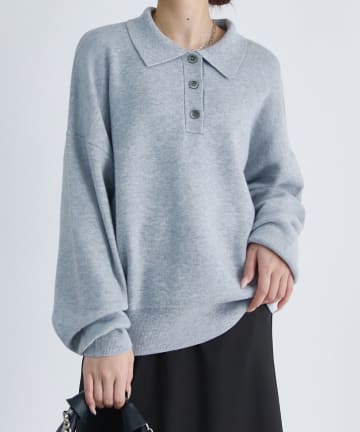 Lui's(ルイス) ウォッシャブルニットポロプルオーバー