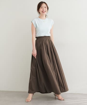 natural couture(ナチュラルクチュール) ナイロンタフタステッチピンタックフレアスカート