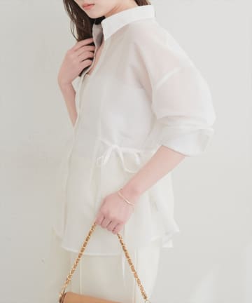 natural couture(ナチュラルクチュール) サイドリボンシアーシャツ
