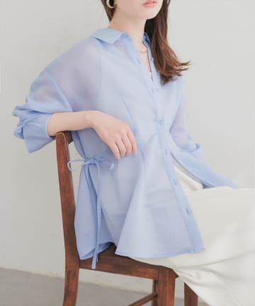 natural couture(ナチュラルクチュール) サイドリボンシアーシャツ