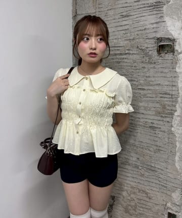 NICE CLAUP / OLIVE des OLIVE OUTLET(ナイスクラップ  / オリーブ デ オリーブ アウトレット) 【ANOTHER BRANCH】シャーリングブラウス