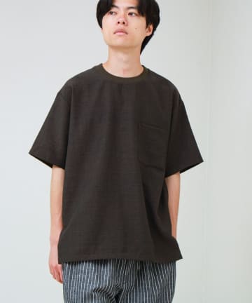FREDY & GLOSTER(フレディ アンド グロスター) 【布帛ライクできれい見え】麻混サイドジップTシャツ