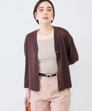 NOLLEY'S(ノーリーズ) 《手洗い可能》18GマレーゆったりVネックカーディガン