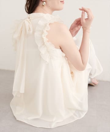 NICE CLAUP / OLIVE des OLIVE OUTLET(ナイスクラップ  / オリーブ デ オリーブ アウトレット) 【natural couture】バックリボンノースリチュニック