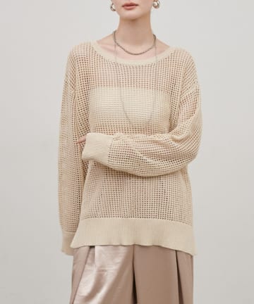 NICE CLAUP / OLIVE des OLIVE OUTLET(ナイスクラップ  / オリーブ デ オリーブ アウトレット) 【LARUTA】シアーメッシュニットプルオーバー