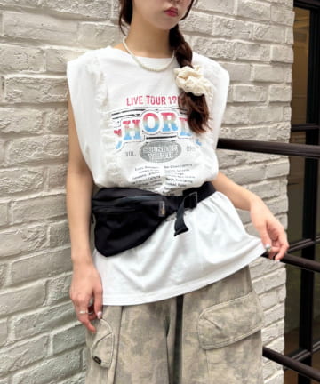 w closet(ダブルクローゼット) レースバンドTシャツ