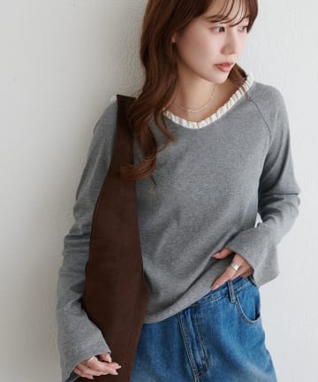 C.L〉フリル襟ボートネックTシャツ | CAPRICIEUX LE'MAGE(カプリシュレ