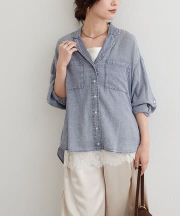 LARUTA(ラルータ) ケミカル加工開襟デニムシャツ