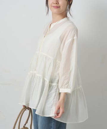 PUAL CE CIN(ピュアルセシン) 【WEB限定カラーあり】シアーノーカラーブラウス