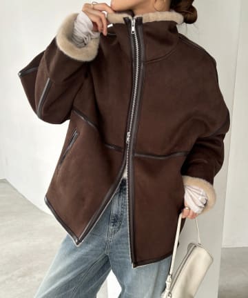 DOUDOU(ドゥドゥ) フェイクムートンショートコート