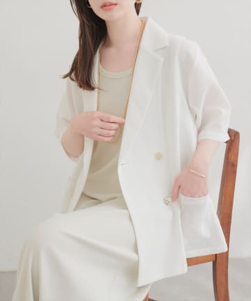 natural couture(ナチュラルクチュール) メッシュWテーラー半袖ジャケット