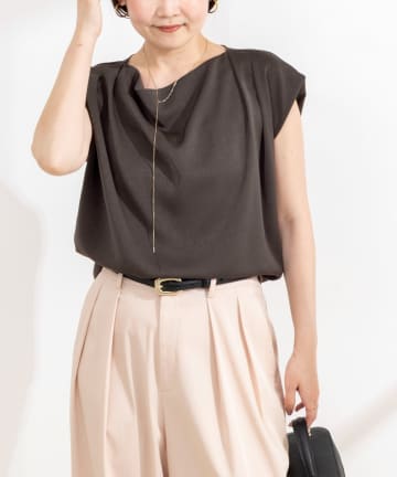 NOLLEY'S(ノーリーズ) 【BECシリーズ】《セットアップ対応》ウォッシャブルピーチサテンフレンチブラウス