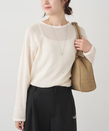 PUAL CE CIN(ピュアルセシン) コットンメッシュロングスリーブT