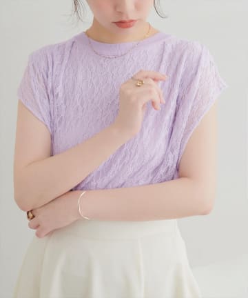 NICE CLAUP / OLIVE des OLIVE OUTLET(ナイスクラップ  / オリーブ デ オリーブ アウトレット) 【natural couture】接触冷感レースレイヤードニット