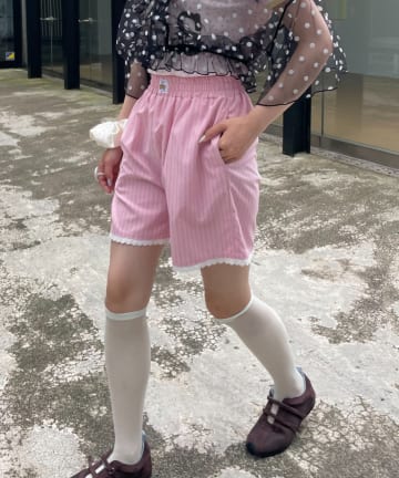 CIAOPANIC TYPY(チャオパニックティピー) 【HELLO.SANFRANCISCO】レース付ストライプショートパンツ