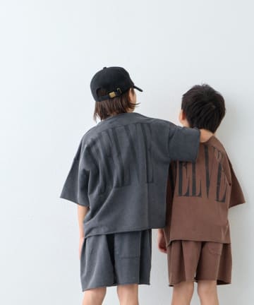CIAOPANIC TYPY(チャオパニックティピー) 【KIDS】ピグメント加工バックロゴ5分袖セットアップ