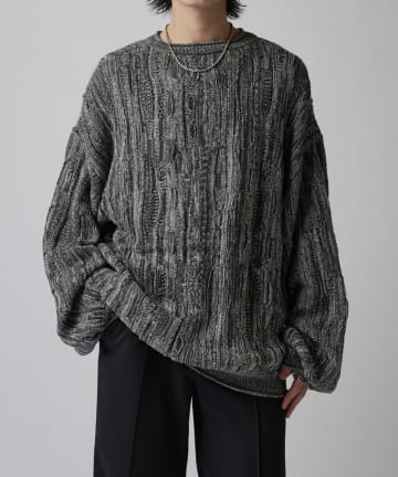 Lui's(ルイス) クレイジーパターンドロップショルダーニット
