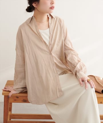 natural couture(ナチュラルクチュール) クリンクル加工シャツ