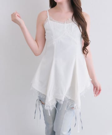 NICE CLAUP / OLIVE des OLIVE OUTLET(ナイスクラップ  / オリーブ デ オリーブ アウトレット) 【OLIVE des OLIVE】裾リボンキャミチュニック