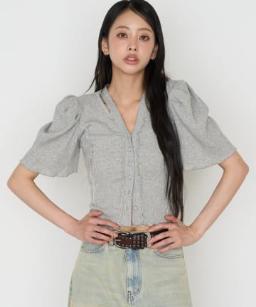 RAY CASSIN(レイカズン) Vネックパワショルカーディガン / Tシャツ