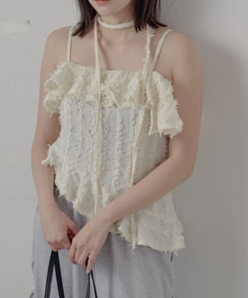 OUTLET(アウトレット) 【mline】チョーカー付き ヘムキャミ