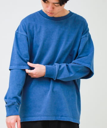 FREDY & GLOSTER(フレディ アンド グロスター) 【1枚でレイヤード完成】ピグメント加工 フェイクレイヤードロンT