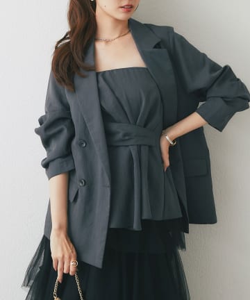 La boutique BonBon(ラブティックボンボン) キュプラ混ダブルジャケット