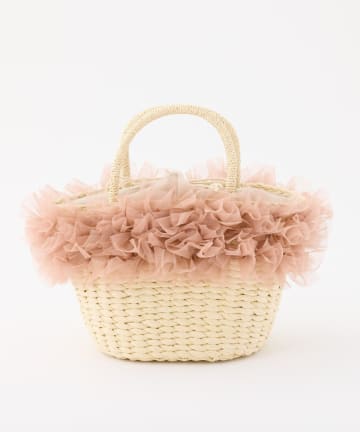 NICE CLAUP / OLIVE des OLIVE OUTLET(ナイスクラップ  / オリーブ デ オリーブ アウトレット) 【one after another】チュール付きカゴバック