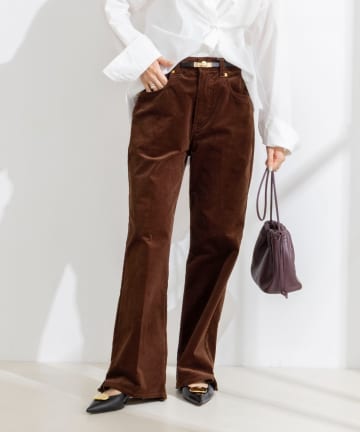 NOLLEY'S(ノーリーズ) 《5サイズ展開》【RM denim】センタープレス裾デザインコーデュロイパンツ
