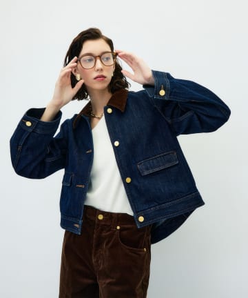 NOLLEY'S(ノーリーズ) 【RM denim】コーデュロイ襟2WAYフレアショート丈Gジャン