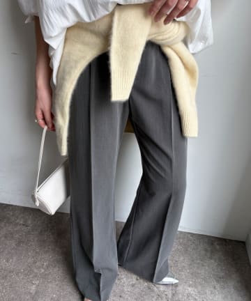 DOUDOU(ドゥドゥ) 【WEB限定】ストライプセミフレアパンツ