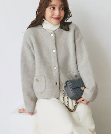 La boutique BonBon(ラブティックボンボン) 【WEB限定カラーあり】ハイクオリティウールメタルボタンジャケットカーディガン