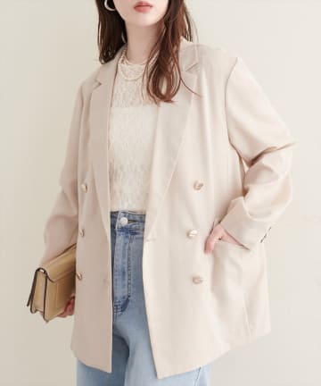 natural couture(ナチュラルクチュール) 【sherbet line】UV接触冷感 金釦べこべこテーラージャケット