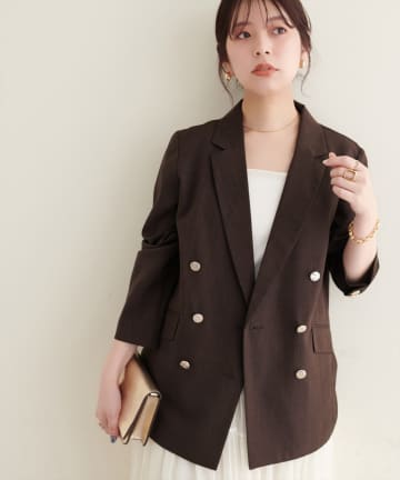 natural couture(ナチュラルクチュール) 【sherbet line】UV接触冷感 金釦べこべこテーラージャケット