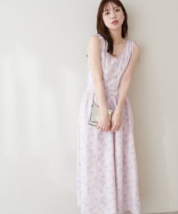 natural couture(ナチュラルクチュール) ドロストデザインVネックワンピース