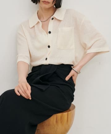 NICE CLAUP / OLIVE des OLIVE OUTLET(ナイスクラップ  / オリーブ デ オリーブ アウトレット) 【LARUTA】ニットソー半袖シャツ