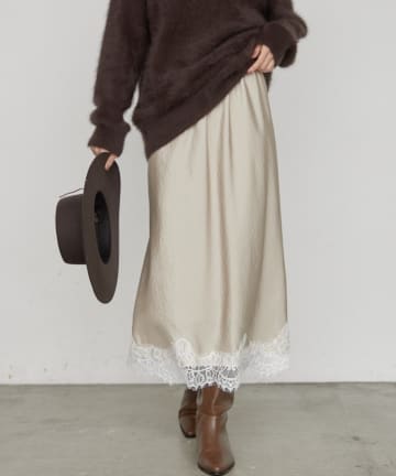 LOUNGEDRESS(ラウンジドレス) 《セットアップ可》ミモレレースナロースカート