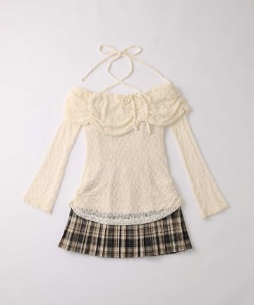 Belle Charme(ベルシャルム) Lace Layered Pleated Onepiece
