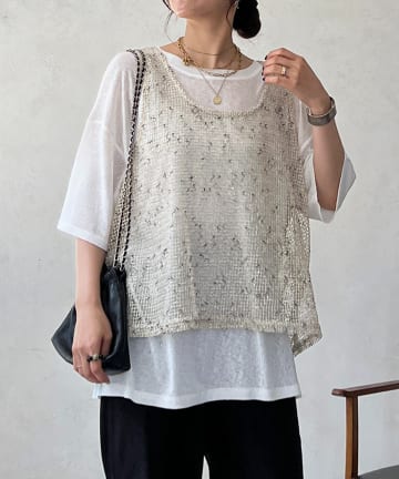 un dix cors(アンディコール) メッシュ×シアーTEEセット