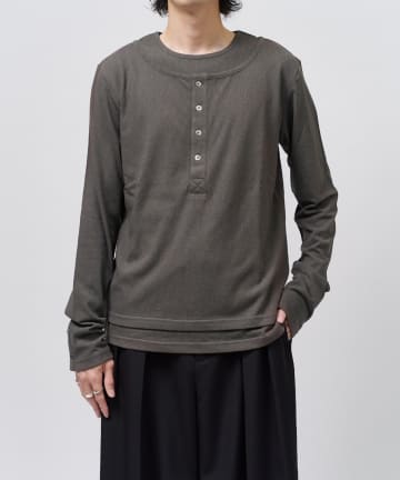 Lui's(ルイス) レイヤードヘンリーネックカットソー