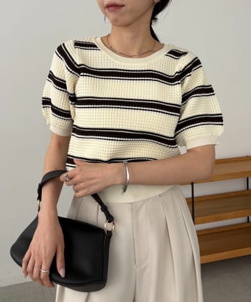 OUTLET(アウトレット) 【CAPRICIEUX LE'MAGE】ワッフルボーダーニット