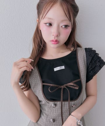 OLIVE des OLIVE(オリーブ デ オリーブ) 袖レースTシャツ