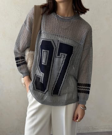 DOUDOU(ドゥドゥ) ナンバリングメッシュニット