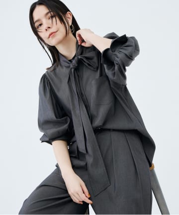 NOLLEY'S(ノーリーズ) 《セットアップ対応》ウォッシャブルバイオツイルボウタイブラウス
